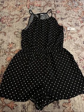 Black Polka Dot Sleeveless Romper